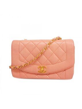 Chanel Shoulder Bag Diana Lambskin Pink Gold